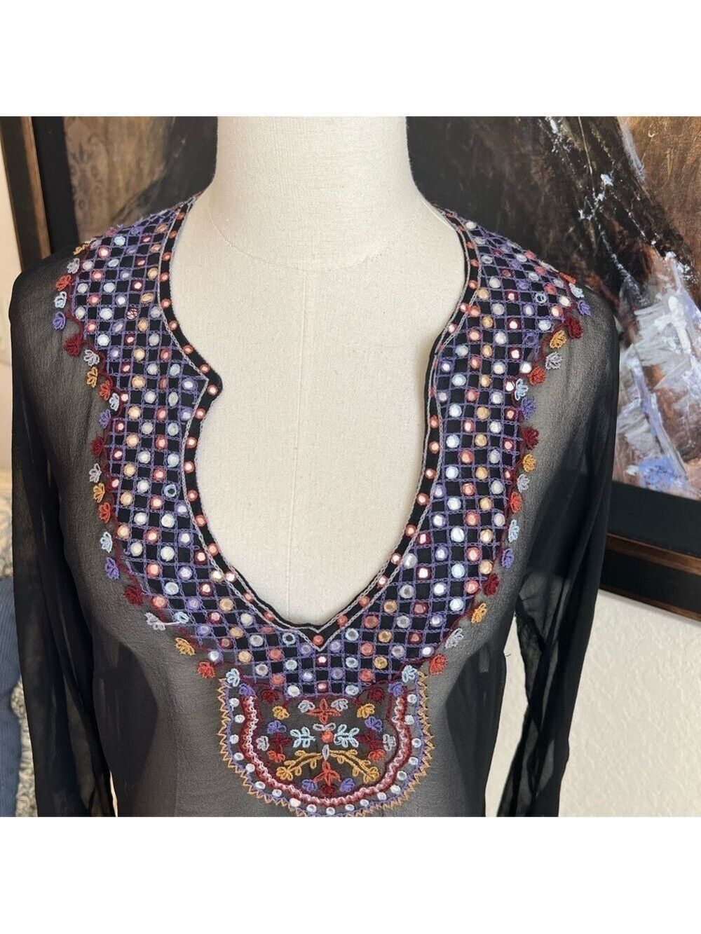 Ted Baker Sheer Tunic Beaded Size 3/M